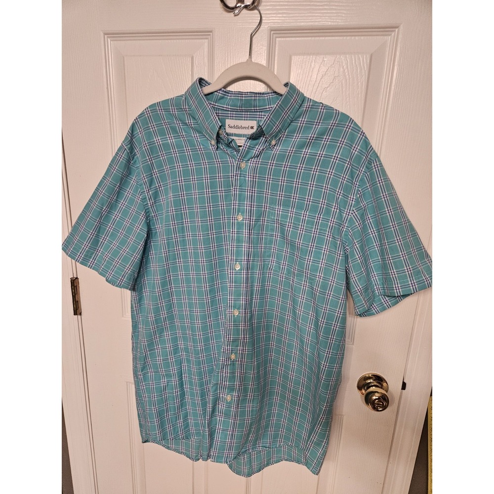 Saddlebred Men's Short Sleeve Plaid Button Down Shirt - Size  Large